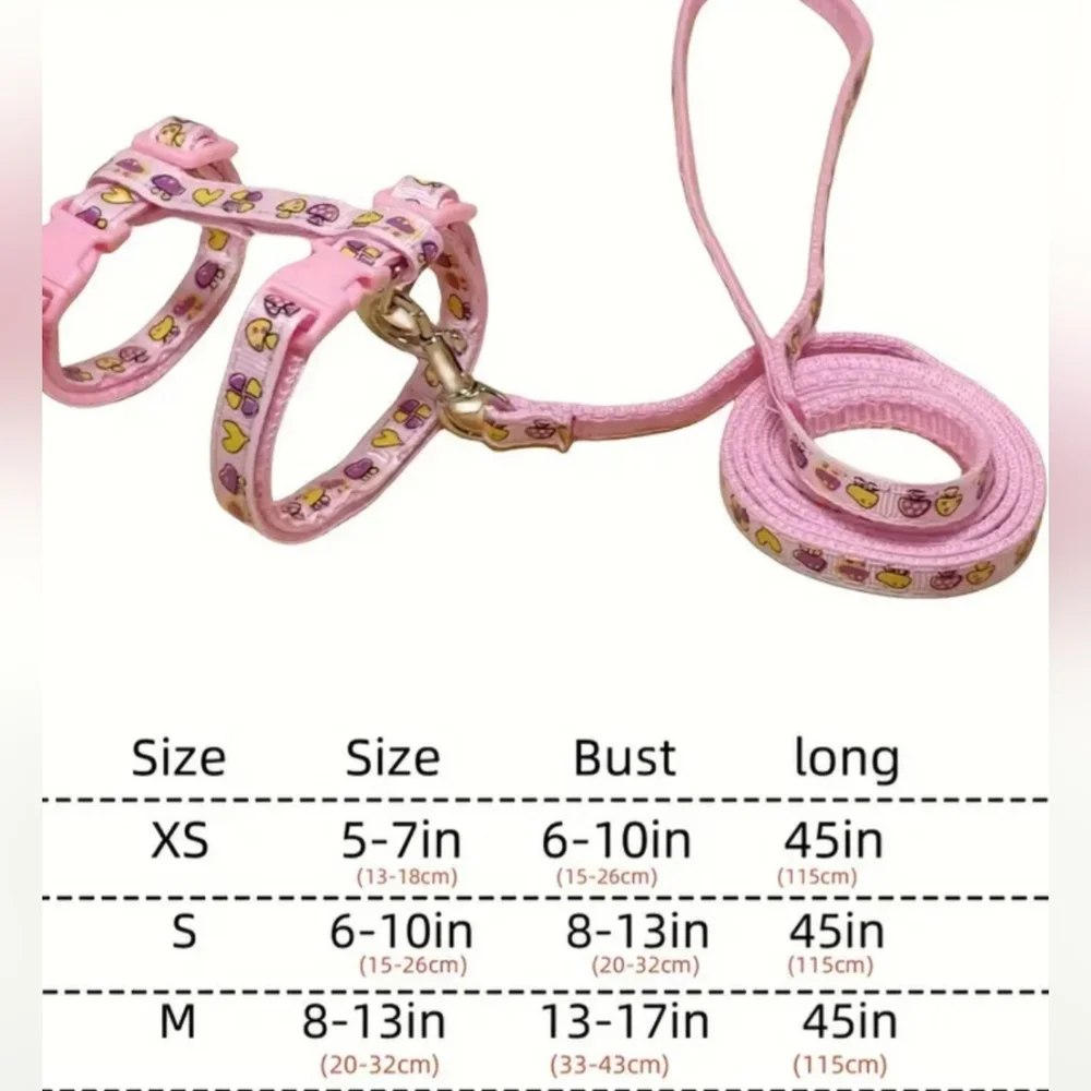 Purple Cat Harness, Traction Rope Set, Cartoon Graphic, Adjustable Collar